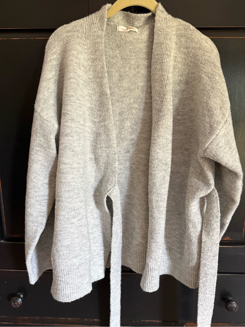 Little Lies Light Gray Women's Wrap Cardigan Sweater - Picture 7 of 8